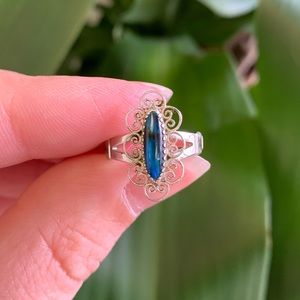 Sterling silver and blue abalone ring | size 5